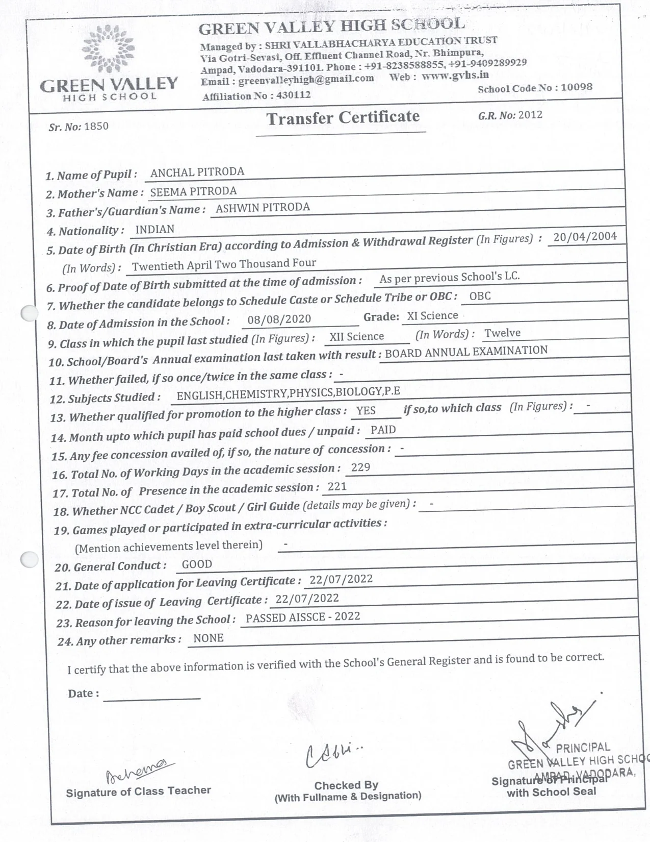 2012 - Anchal Pitroda
