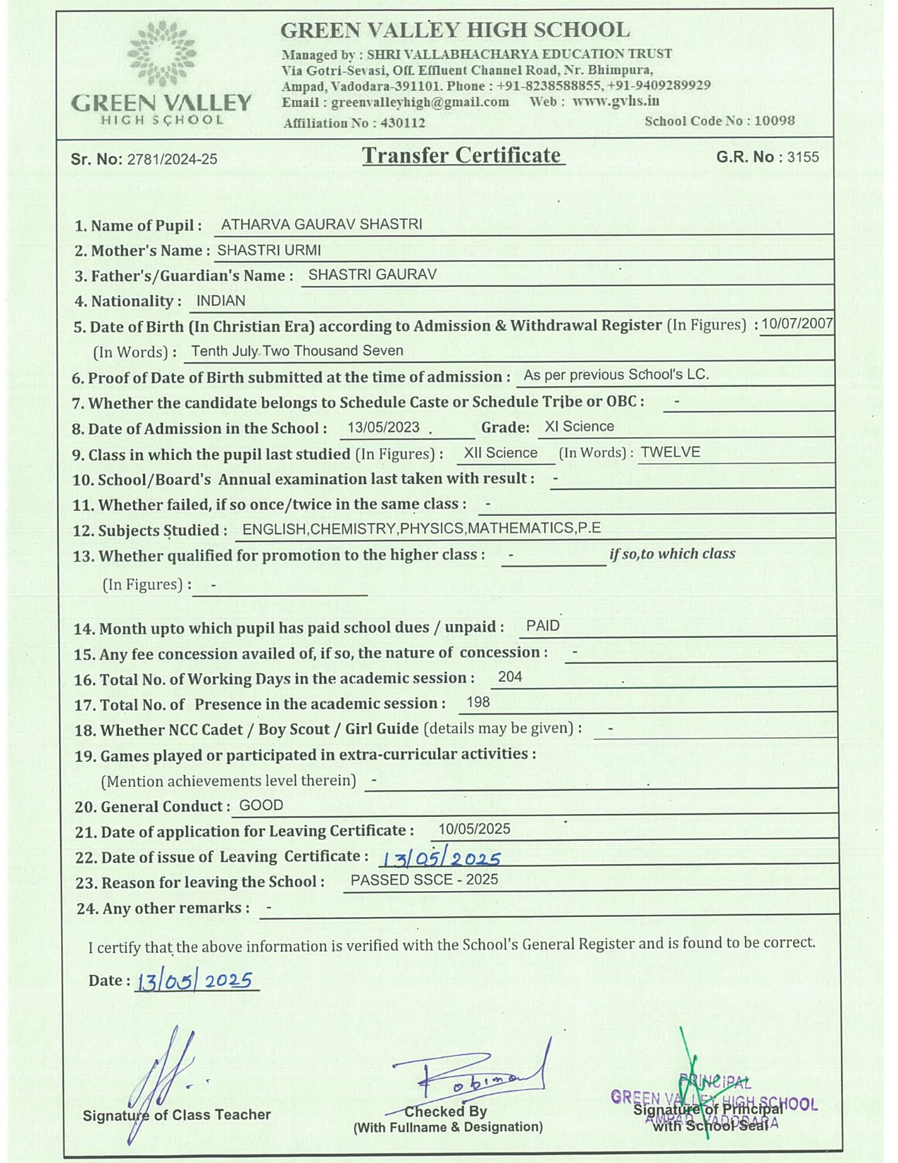 3155 - Atharva Gaurav Shastri