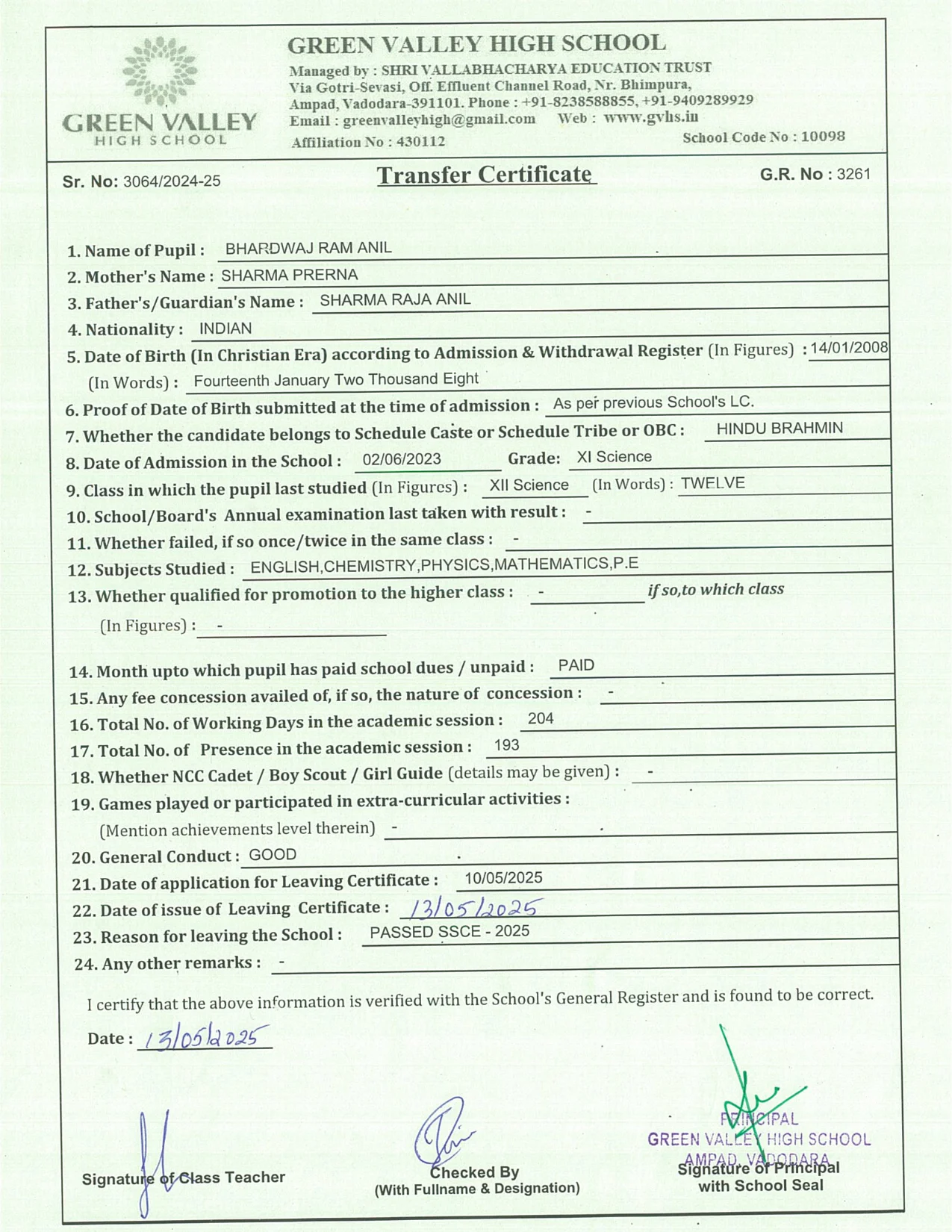 3261 - Bhardwaj Ram Anil