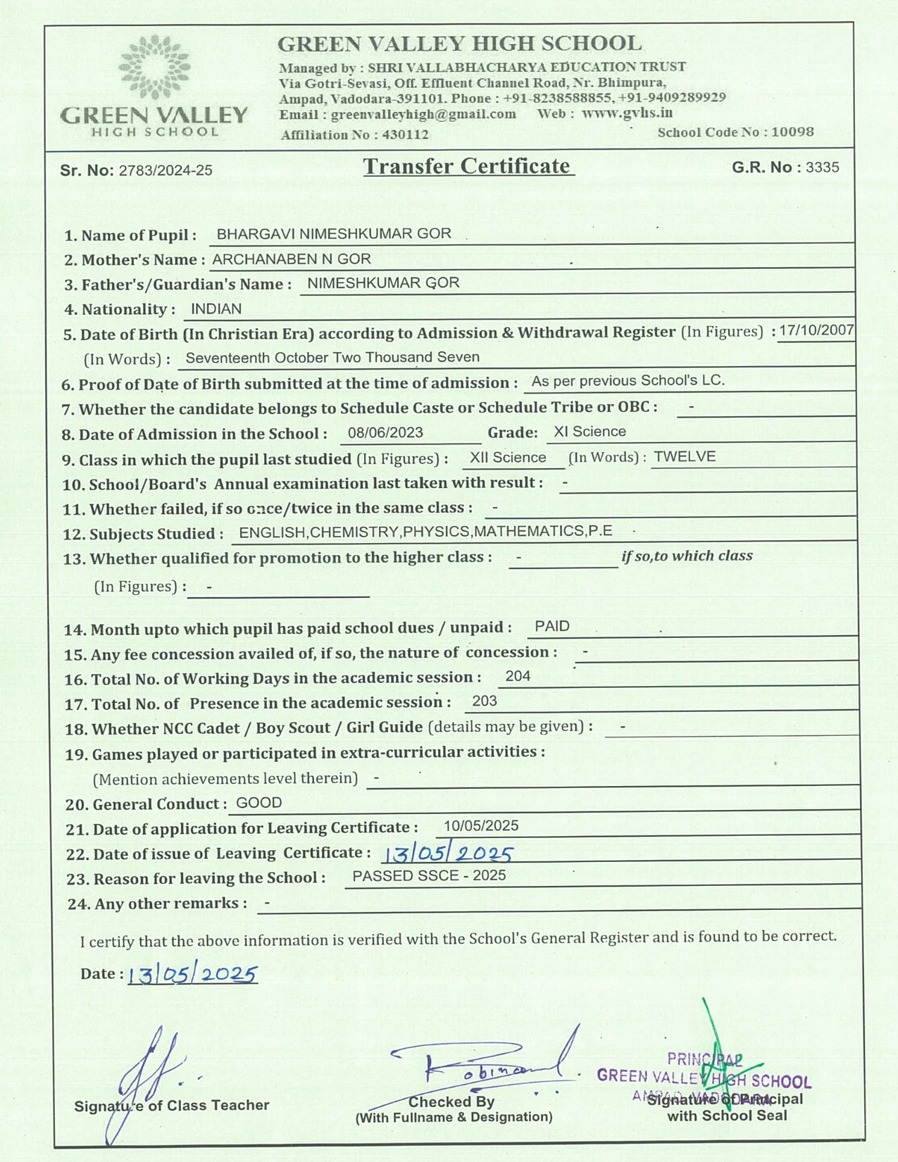 3335 - Bhargavi Nimeshkumar Gor