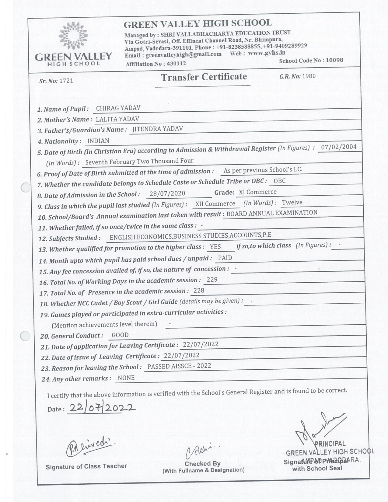 1721 - Chirag Yadav
