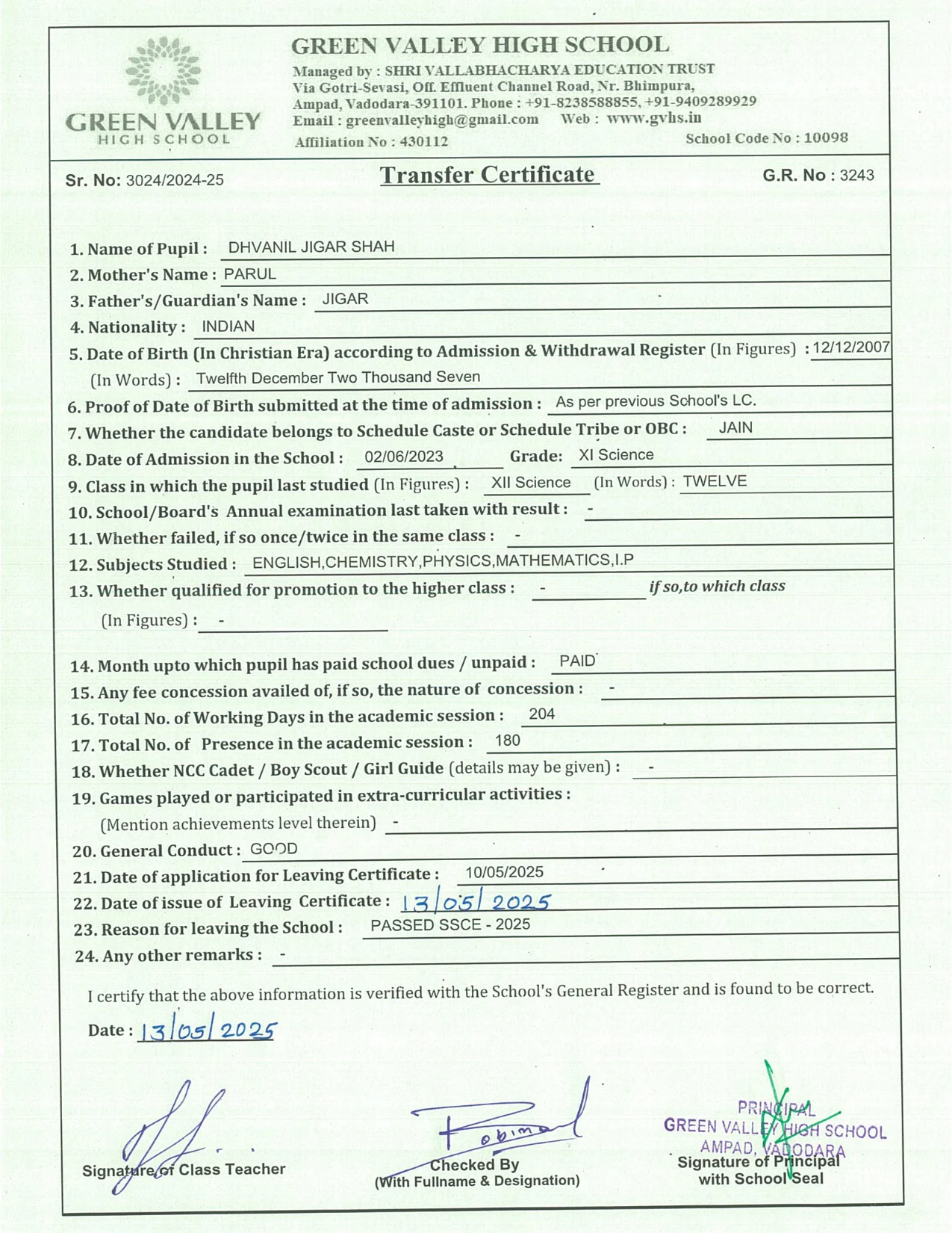 3243 - Dhvanil Jigar Shah