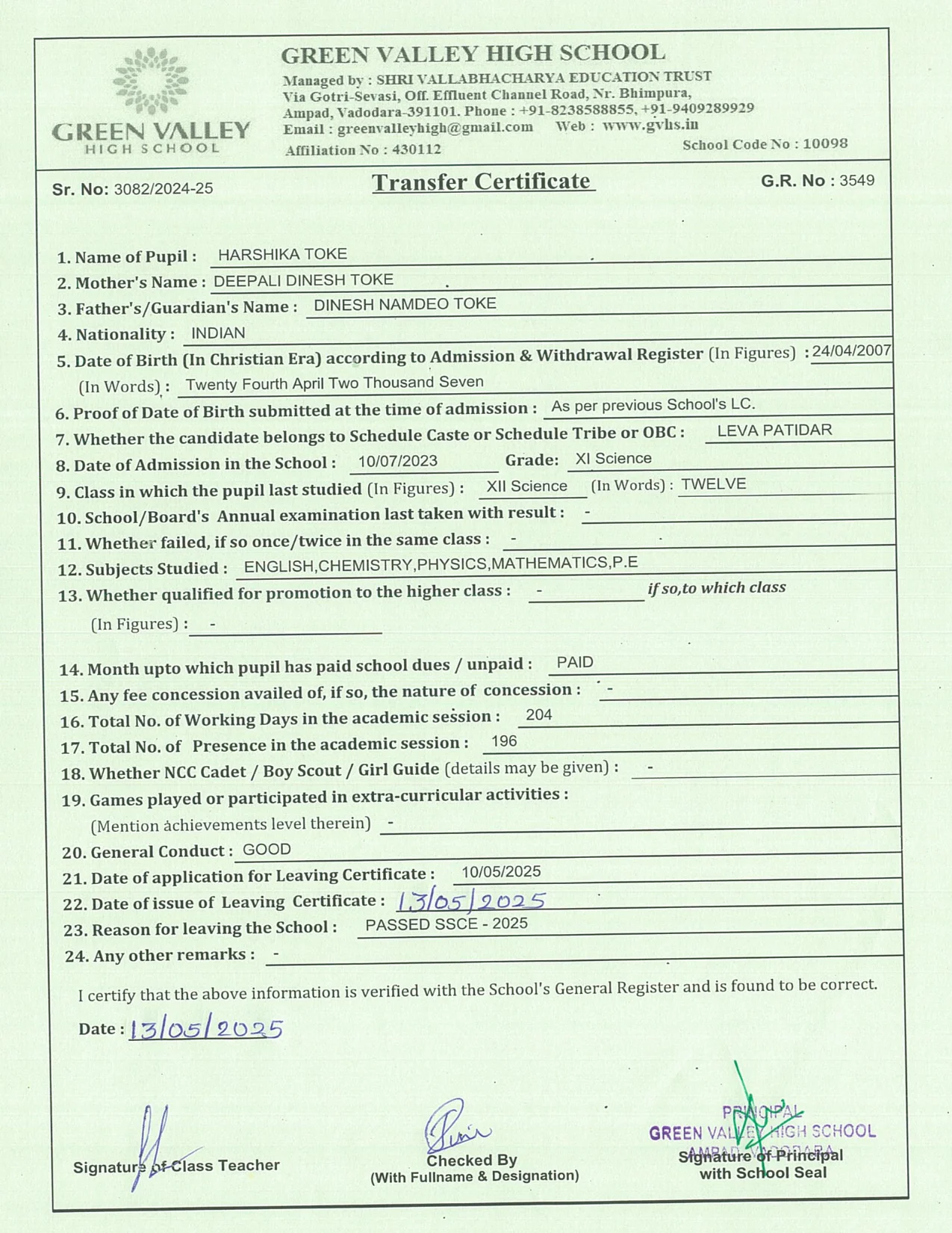 3549 - Harshika Toke
