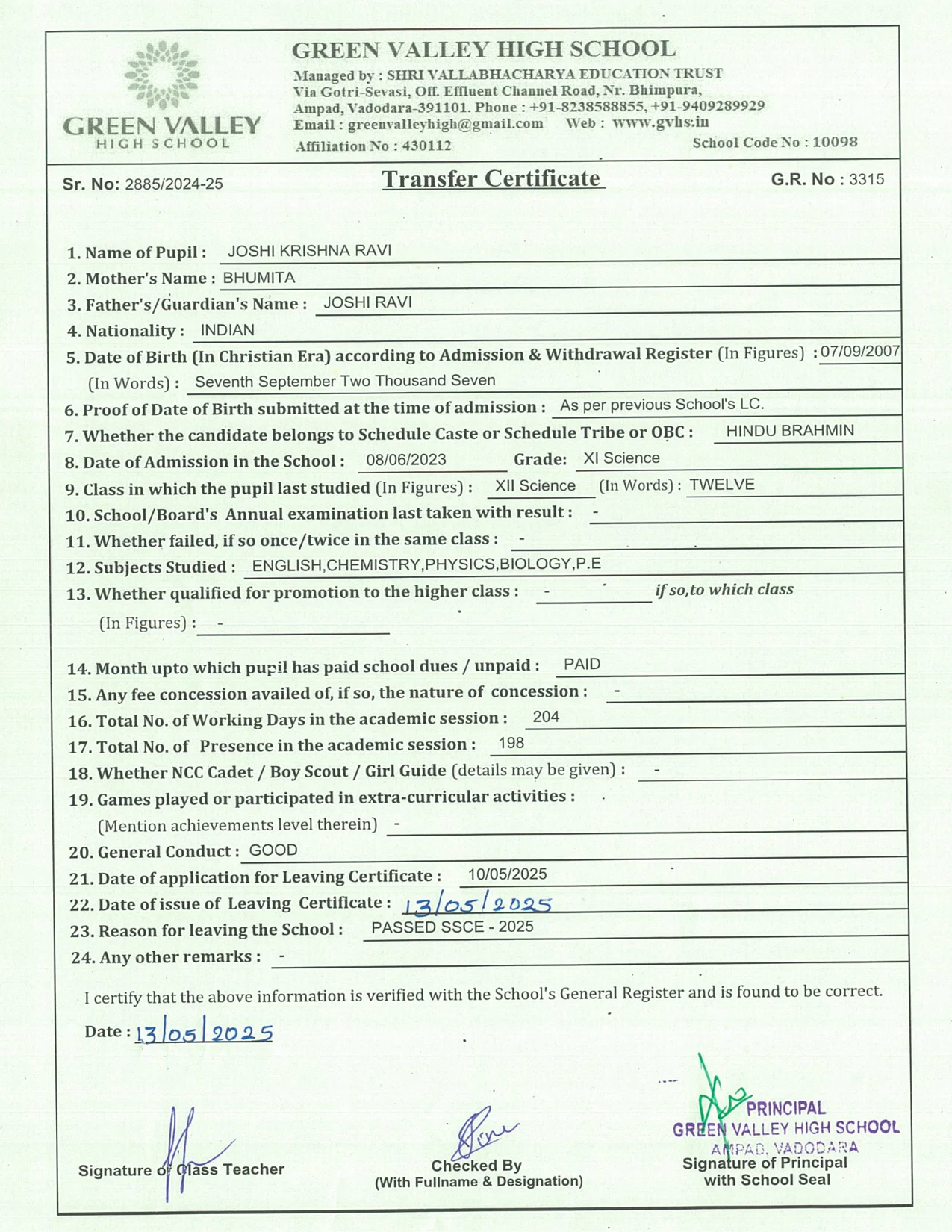 3315 - Joshi Krishna