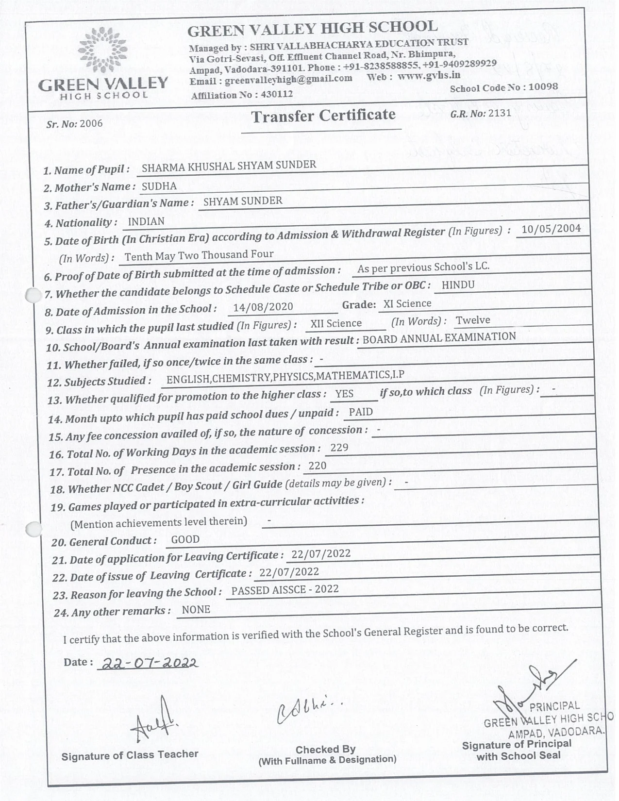 2131 - Sharma Khushal
