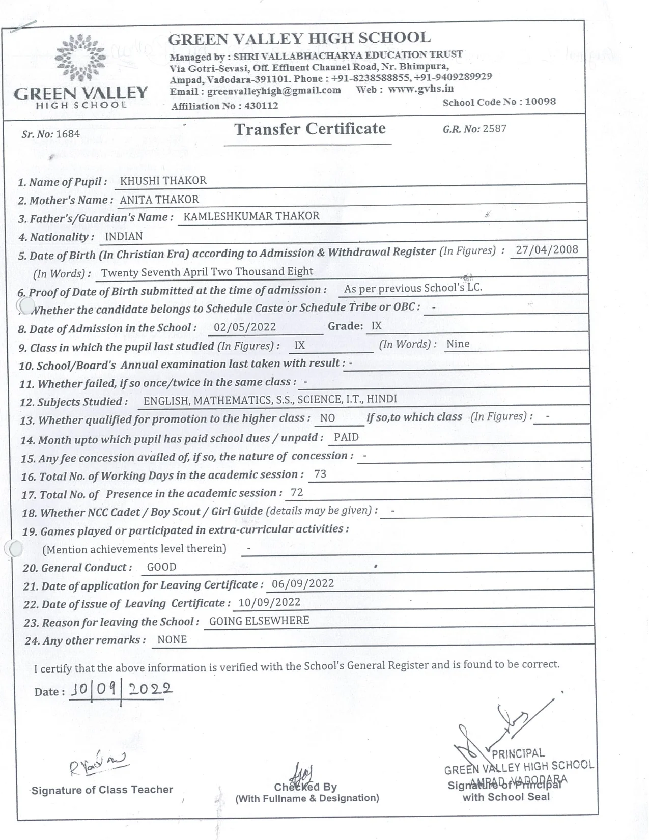 2587 - Khushi Thakor