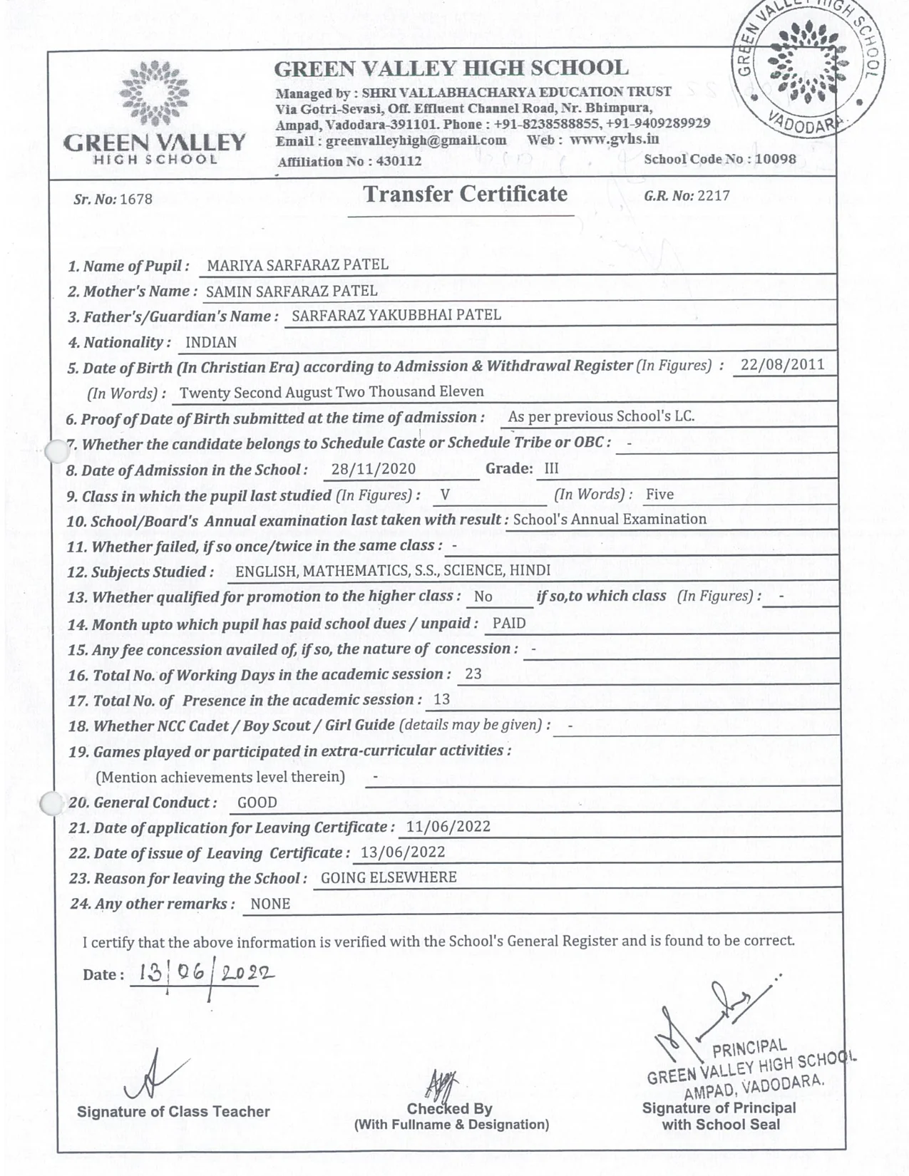 1678 - Mariya Sarfaraj Patel
