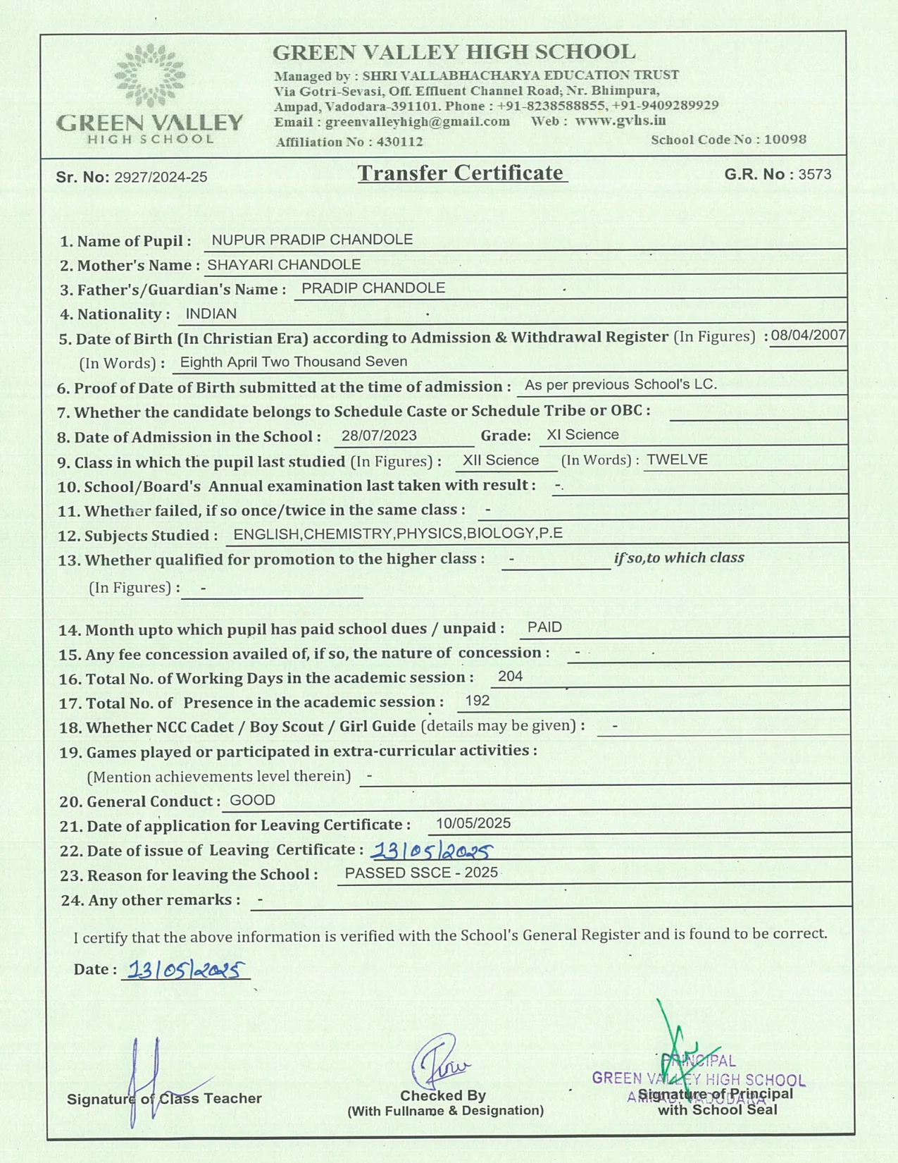 3573 - Nupur Pradip Chandole