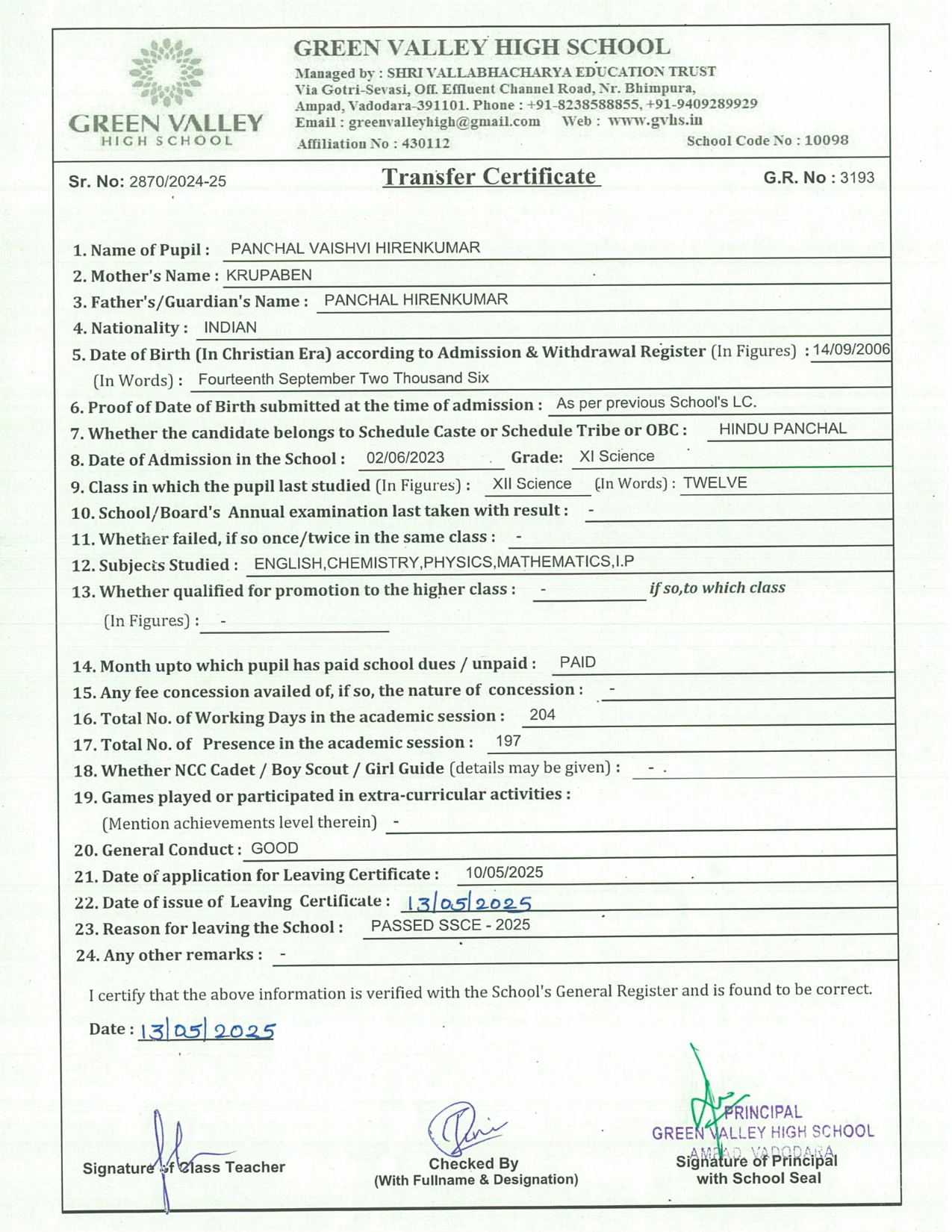 3193 - Panchal Vaishvi Hirenkumar