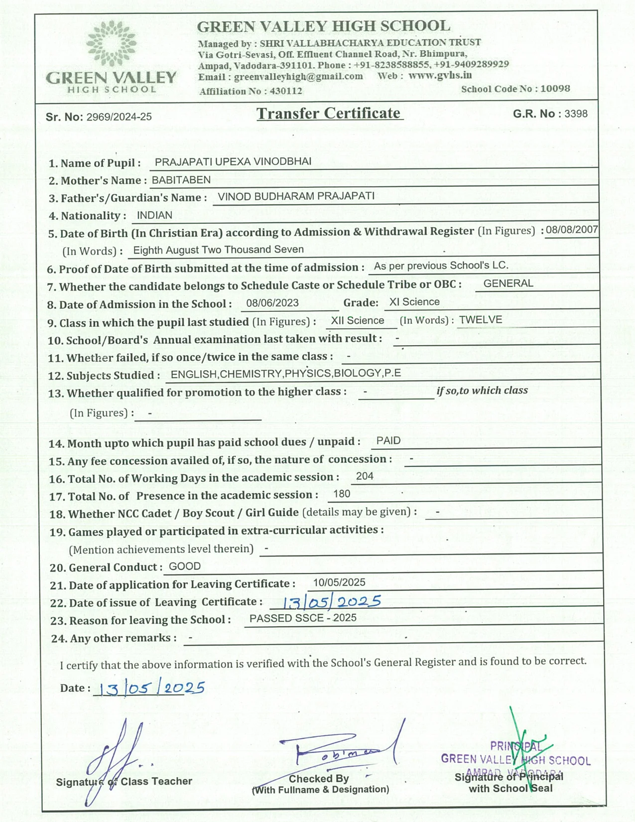 3398 - Prajapati Upexa Vinodbhai