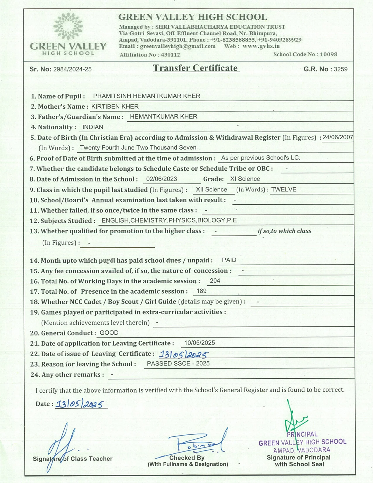 3259 - Pramitsinh H Kher