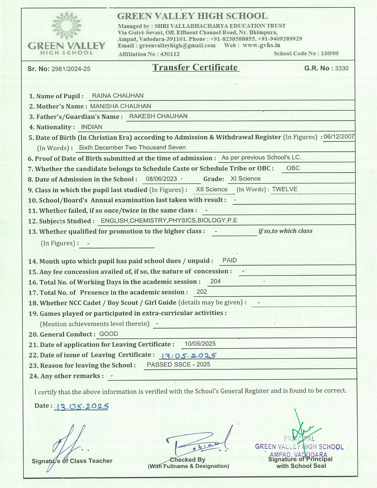 3330 - Raina Chauhan