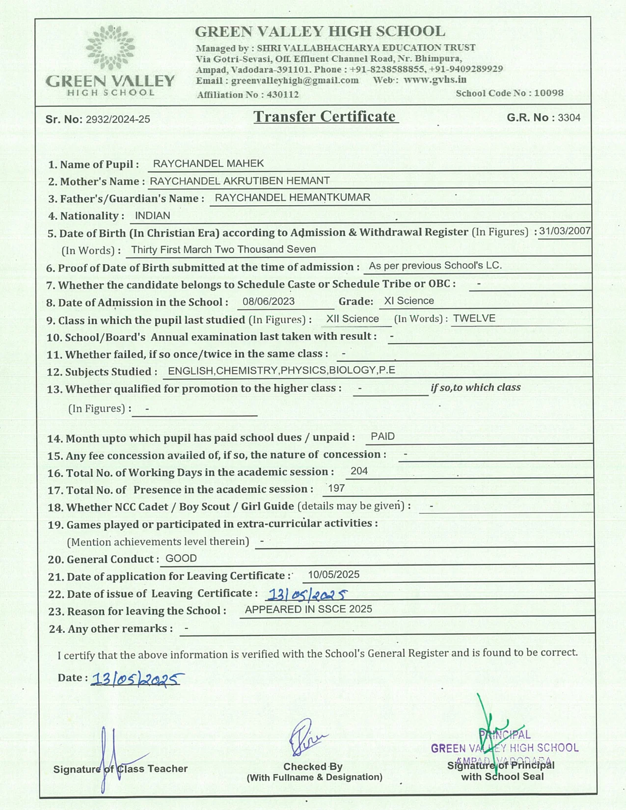 3304 - Raychandel Mahek