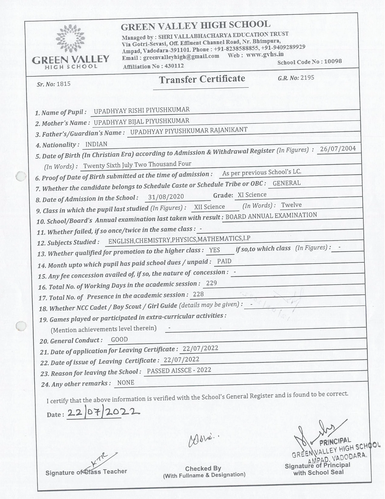 2195 - Upadhyay Rishi Piyushkumar 