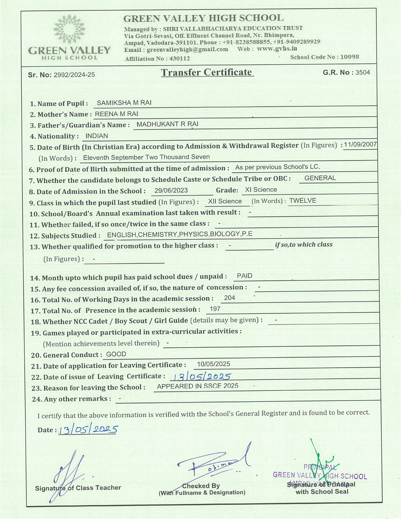 3504 - Samiksha M Rai