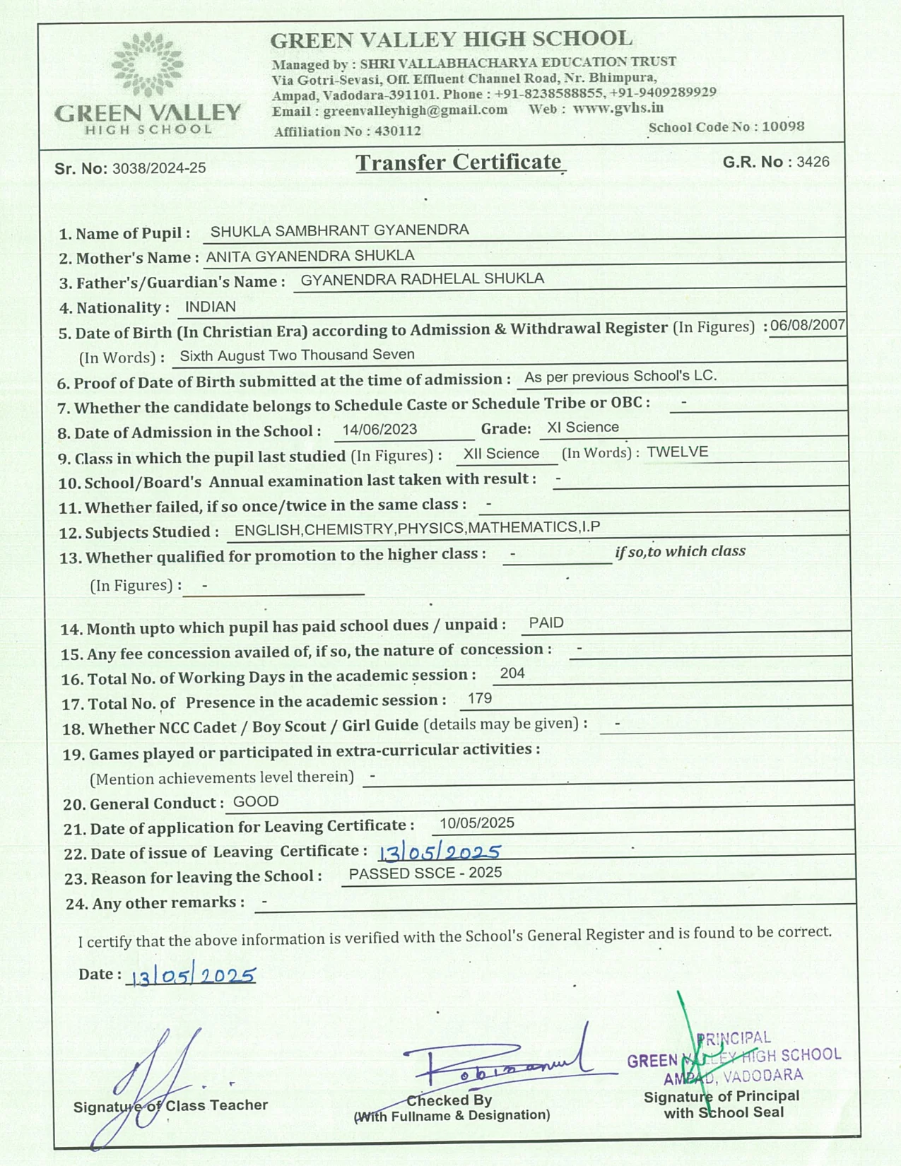 3426 - Shukla Sambharant