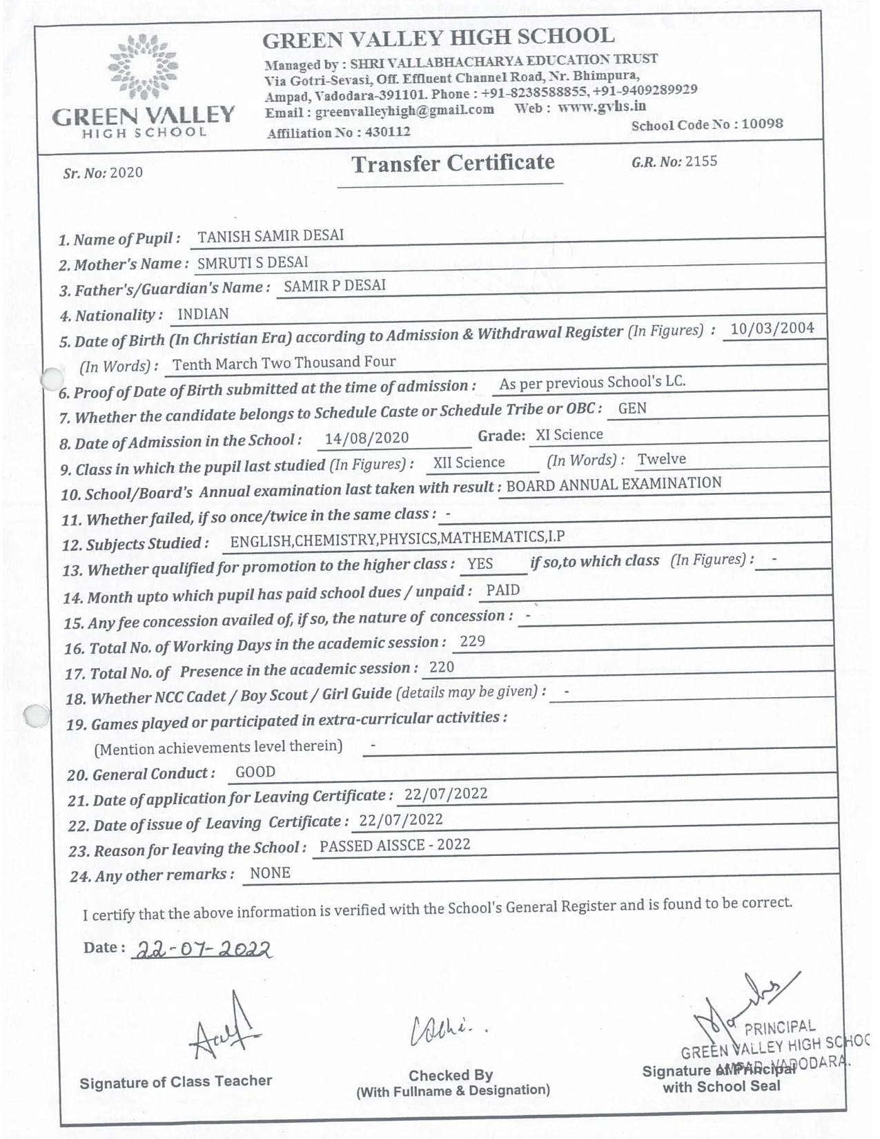 2155 - Tanish S Desai