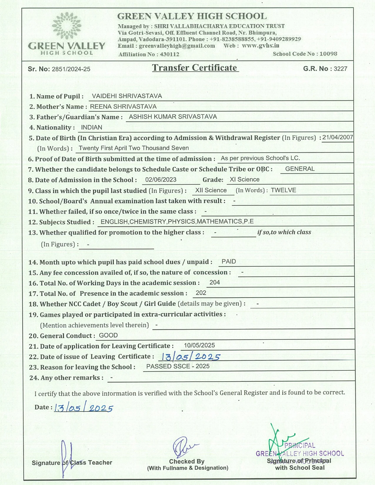 3227 - Vaidehi Shrivastava