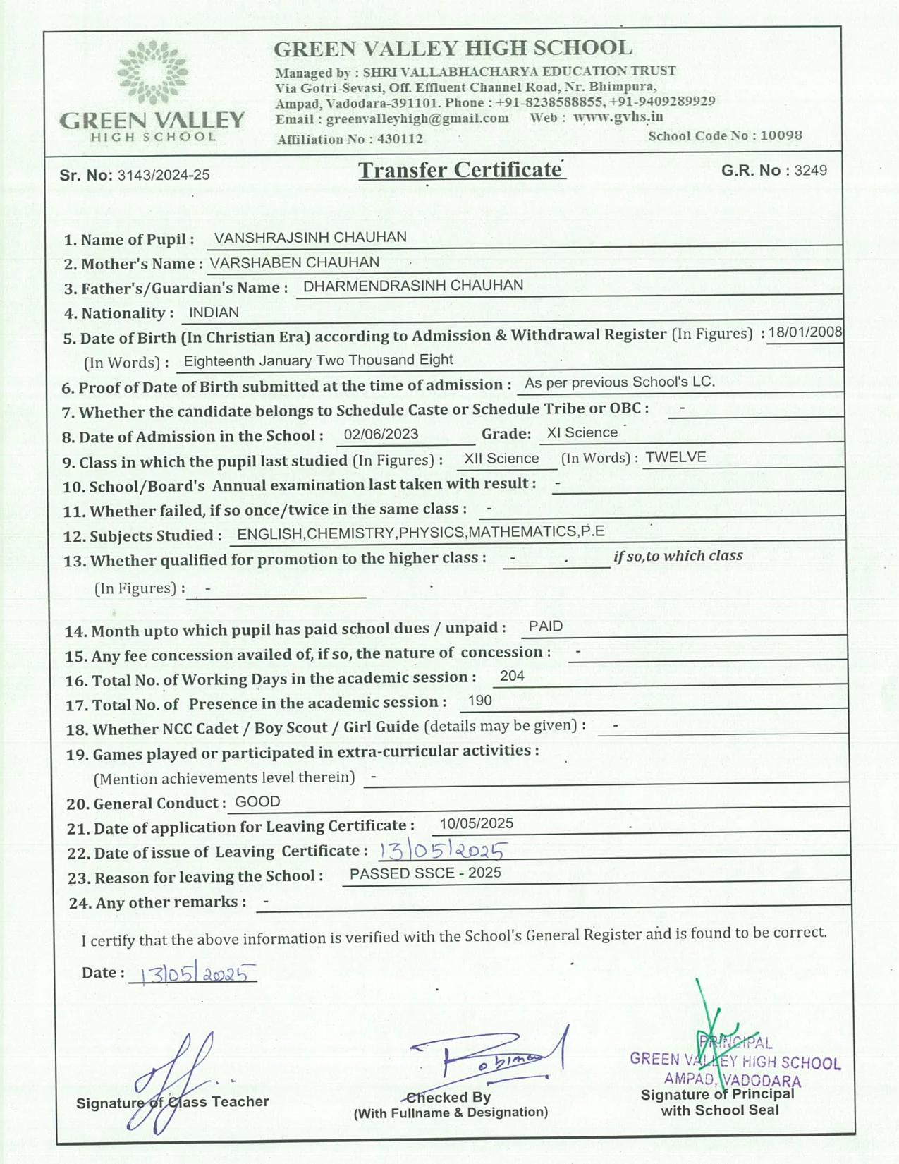 3249 - Vanshrajsinh Chauhan