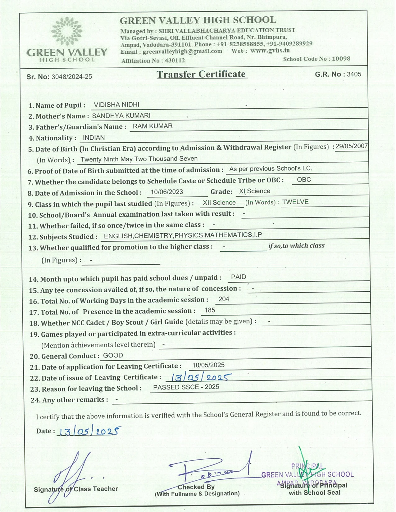 3405 - Vidisha Nidhi